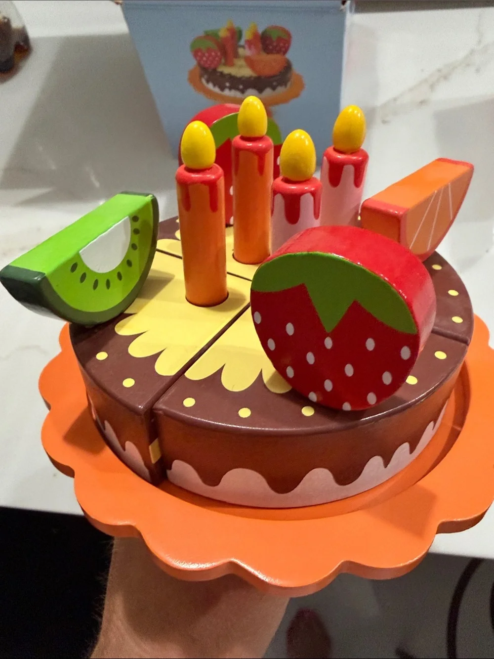 Toy wooden birthday cake - pretend play